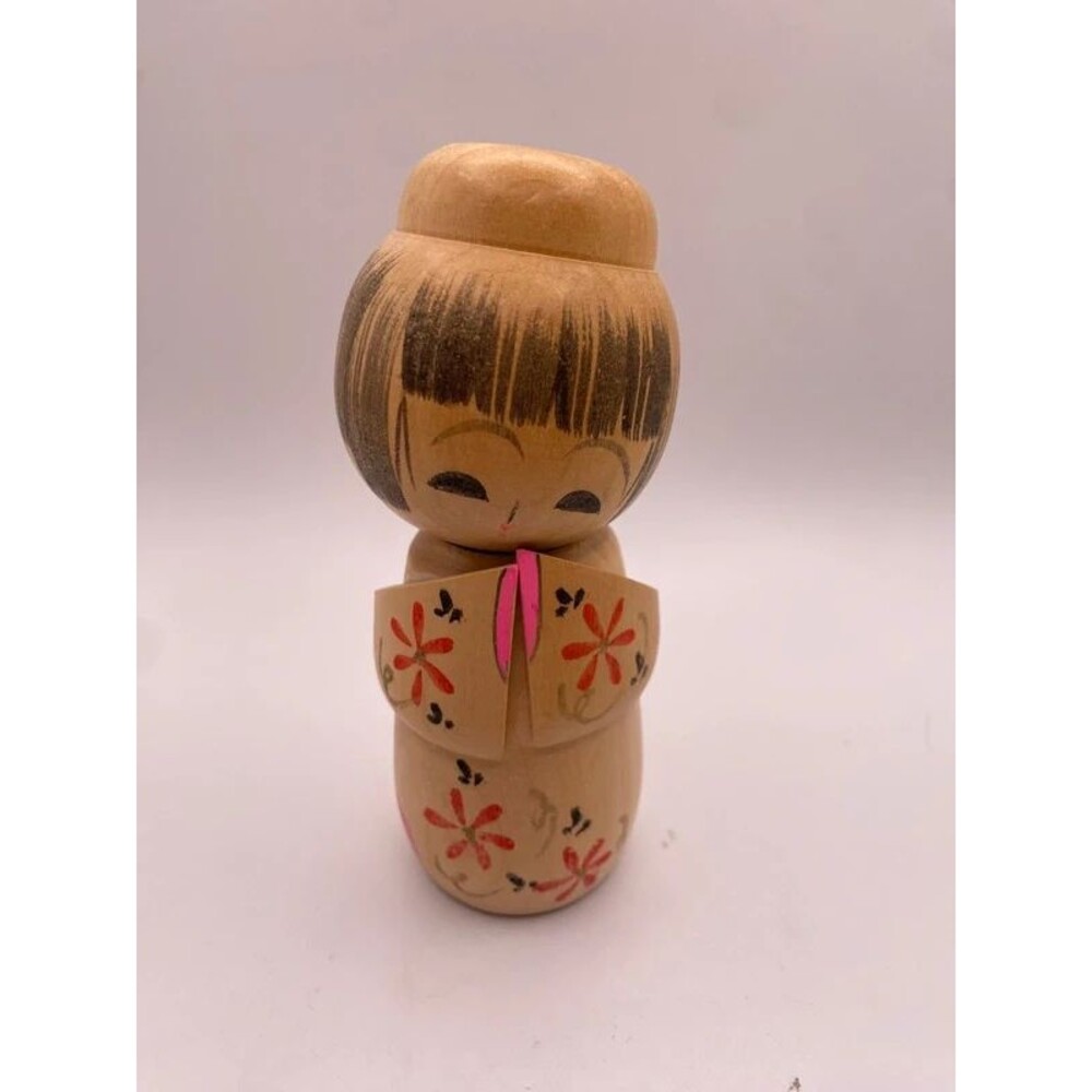 Vintage Japanese Sosaku Kokeshi Doll 5 Inch Mid Century Wooden Folk Art